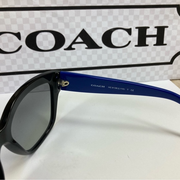 New Coach HC8139 L110 Black w/blue temples Sunglasses - Picture 11 of 13
